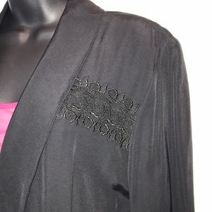 VINTAGE Francine Browner Black Blazer w/Lace~sz M~Lace Embellished